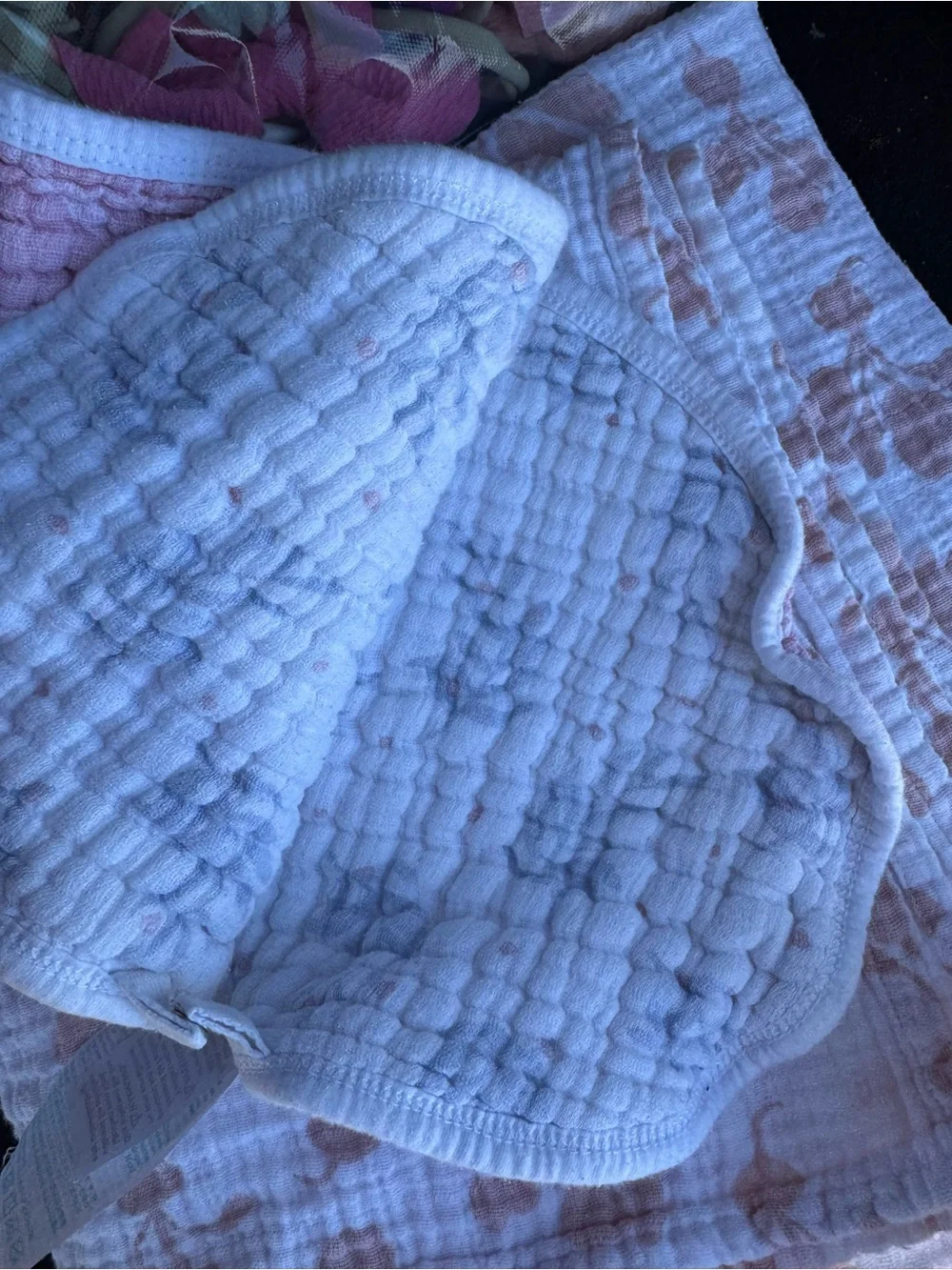 Soft Muslin Baby Burp Cloths - White with Blush Pink Duet